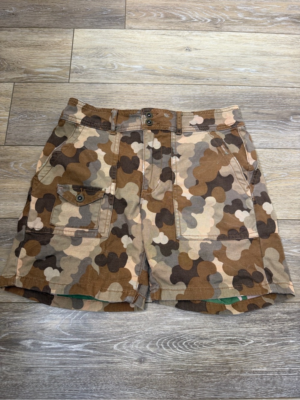 Anthropologie the Wanderer Brown Multi Camo Cargo Shorts